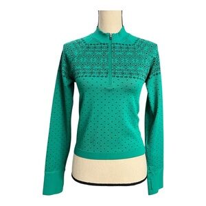 DSG Teal Patterned Quarter-Zip Sweatshirt Size M